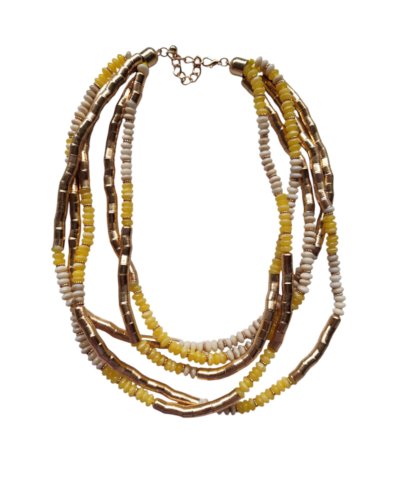 Colar Maxi Amarelo e Dourado