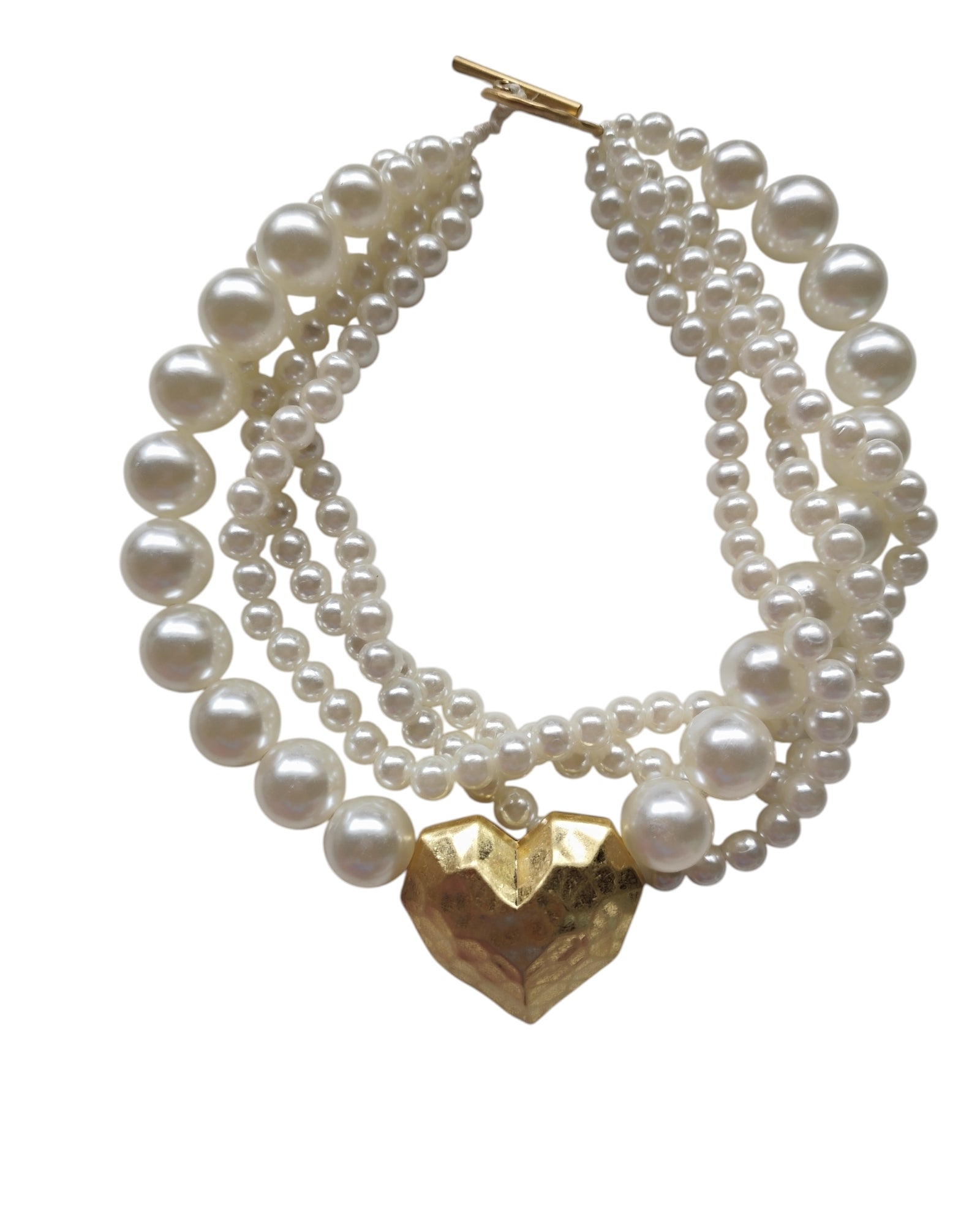 Colar Coração Dourado Pérola