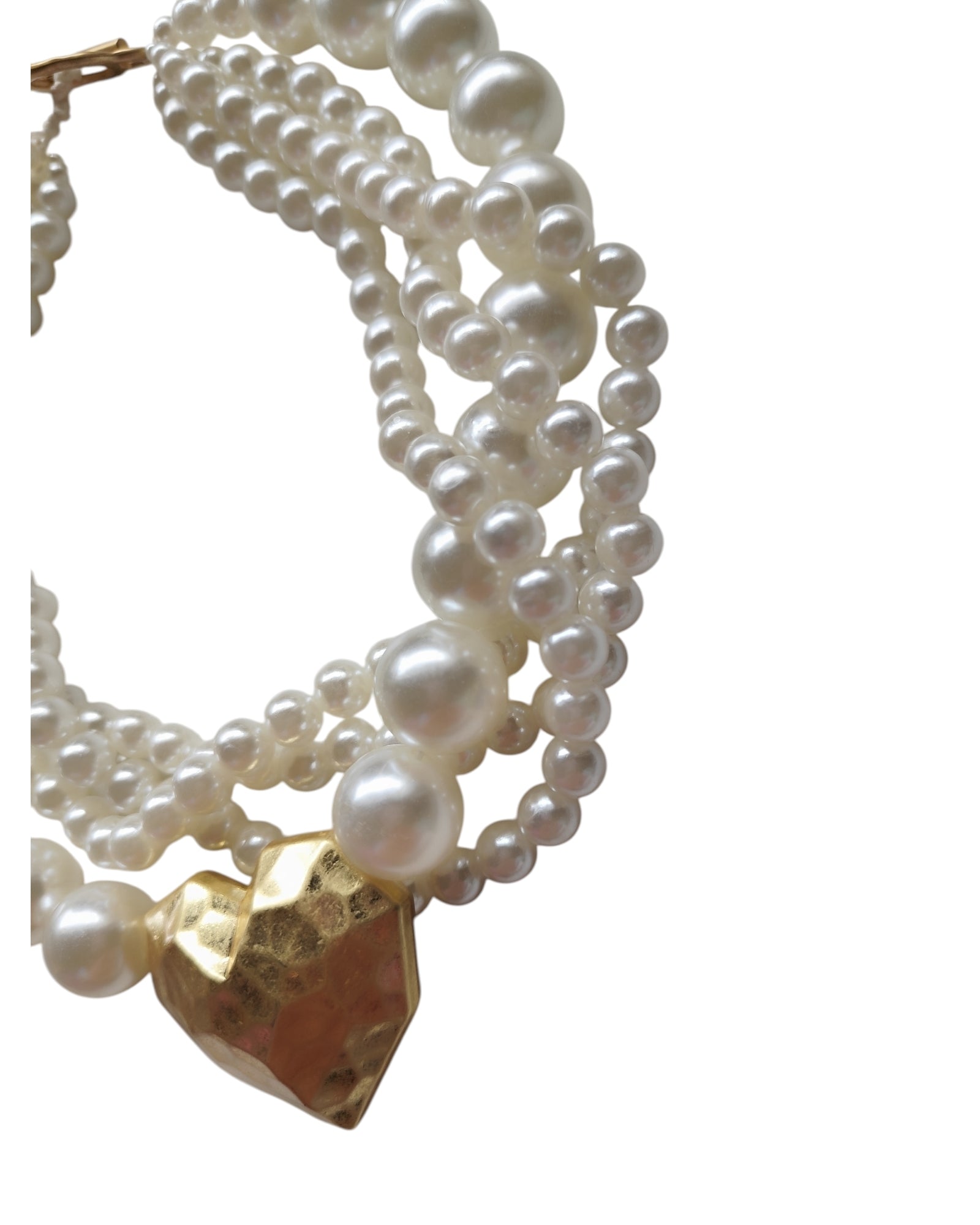 Colar Coração Dourado Pérola