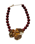 Colar Flor Dourada Bordeaux