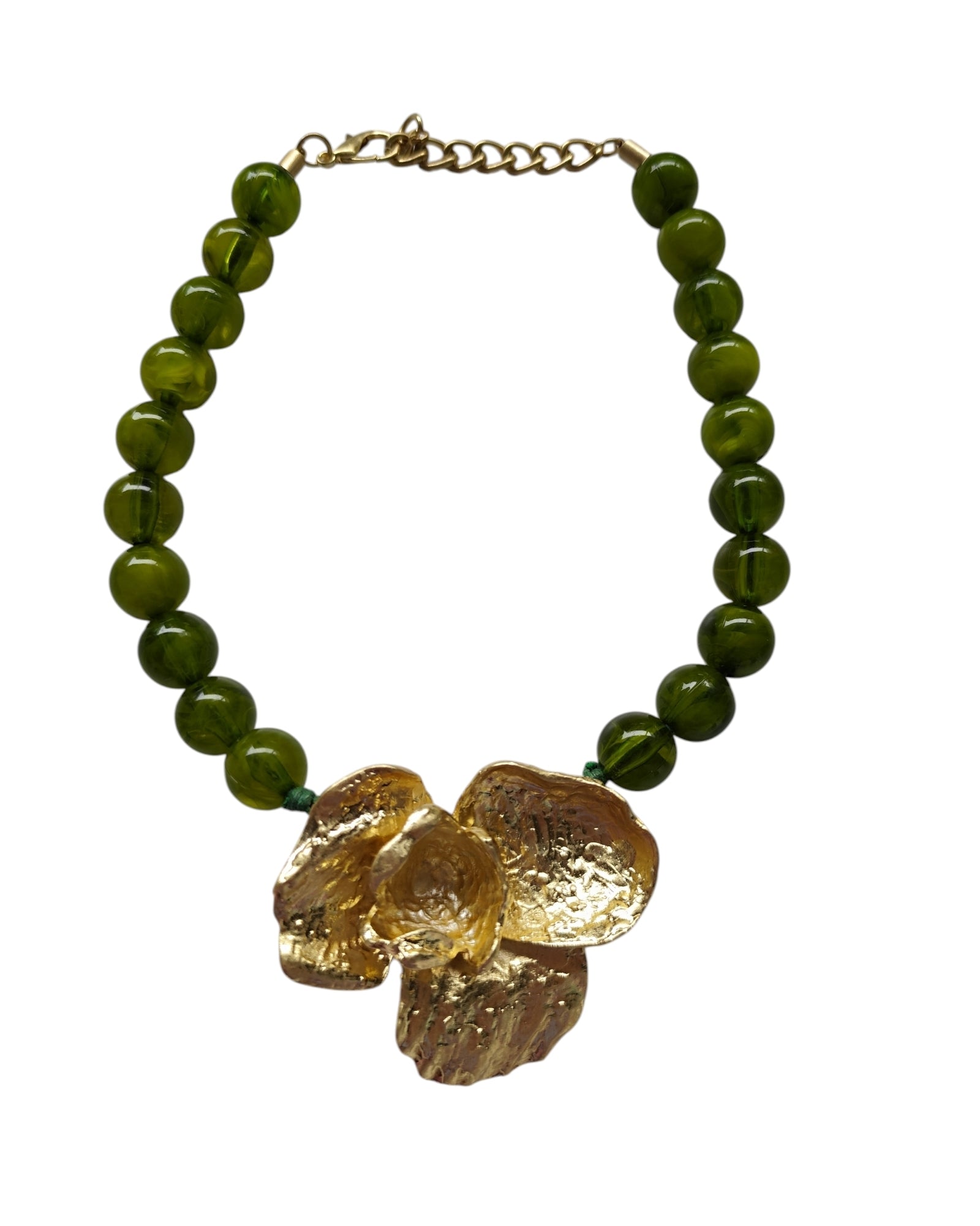 Colar Flor Dourada Verde