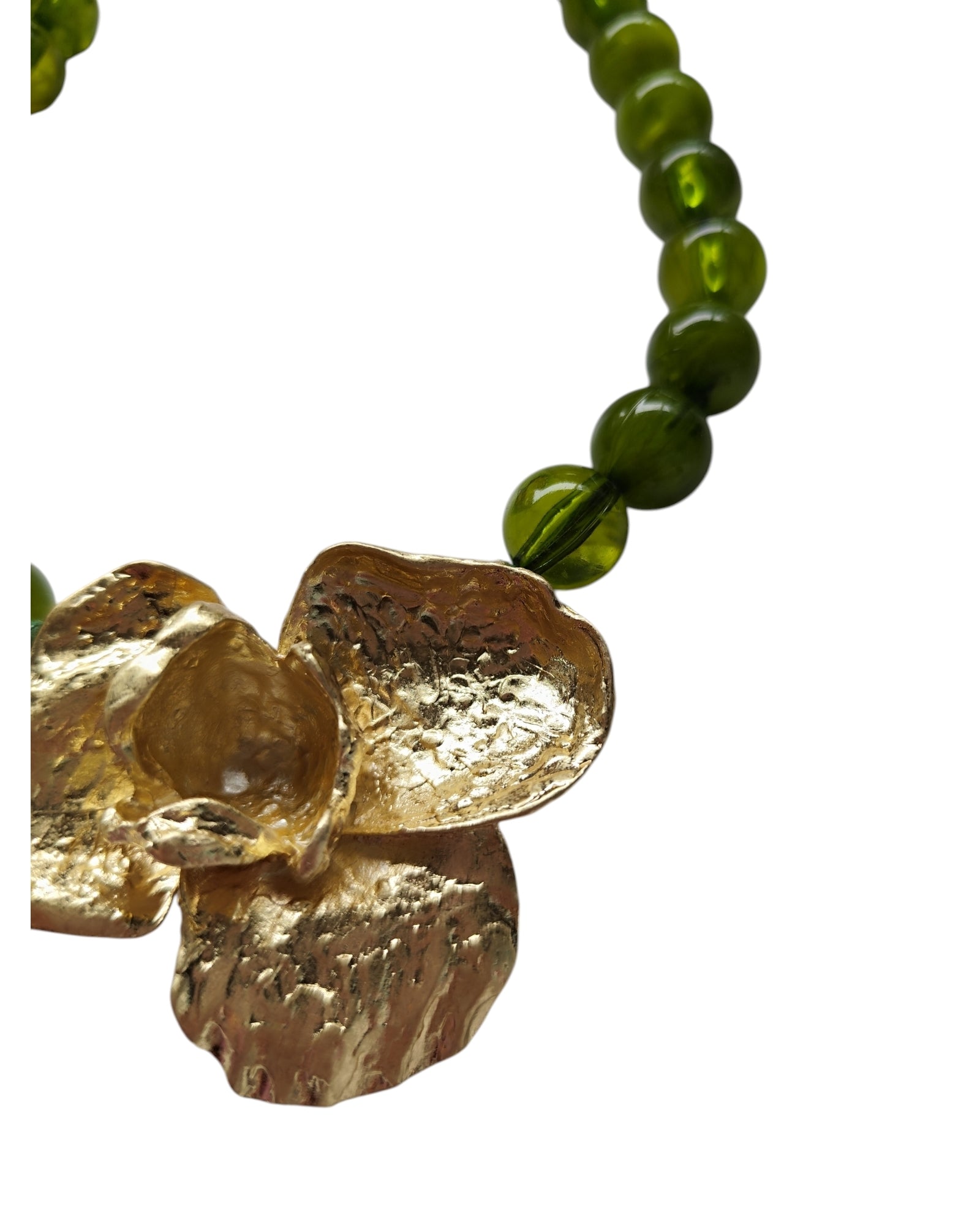 Colar Flor Dourada Verde