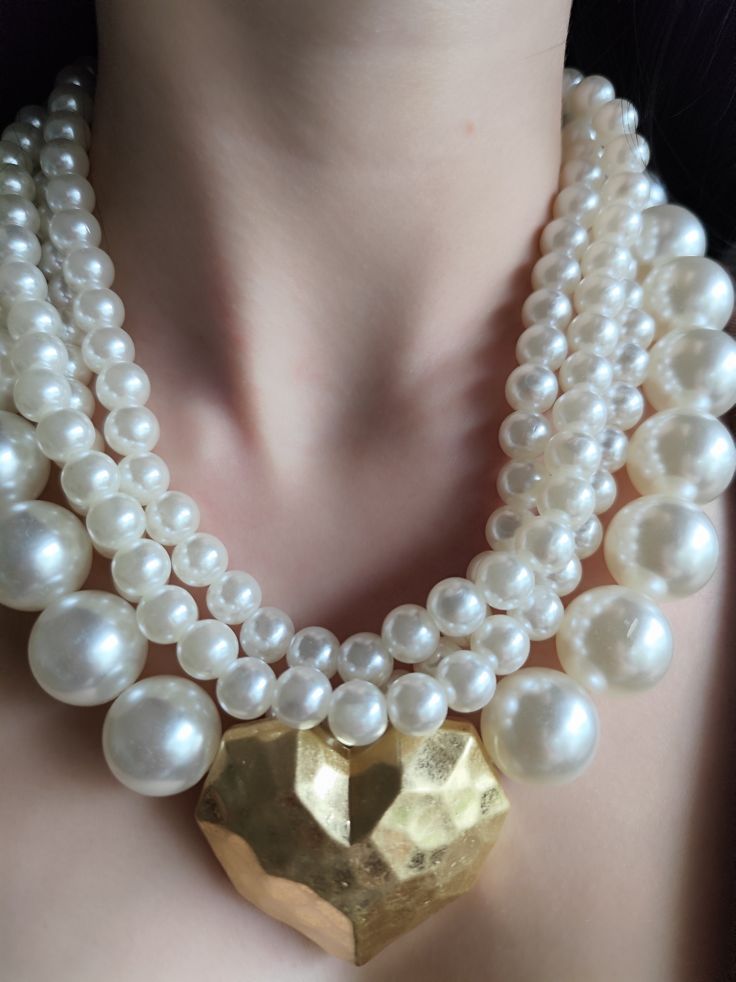 Colar Coração Dourado Pérola