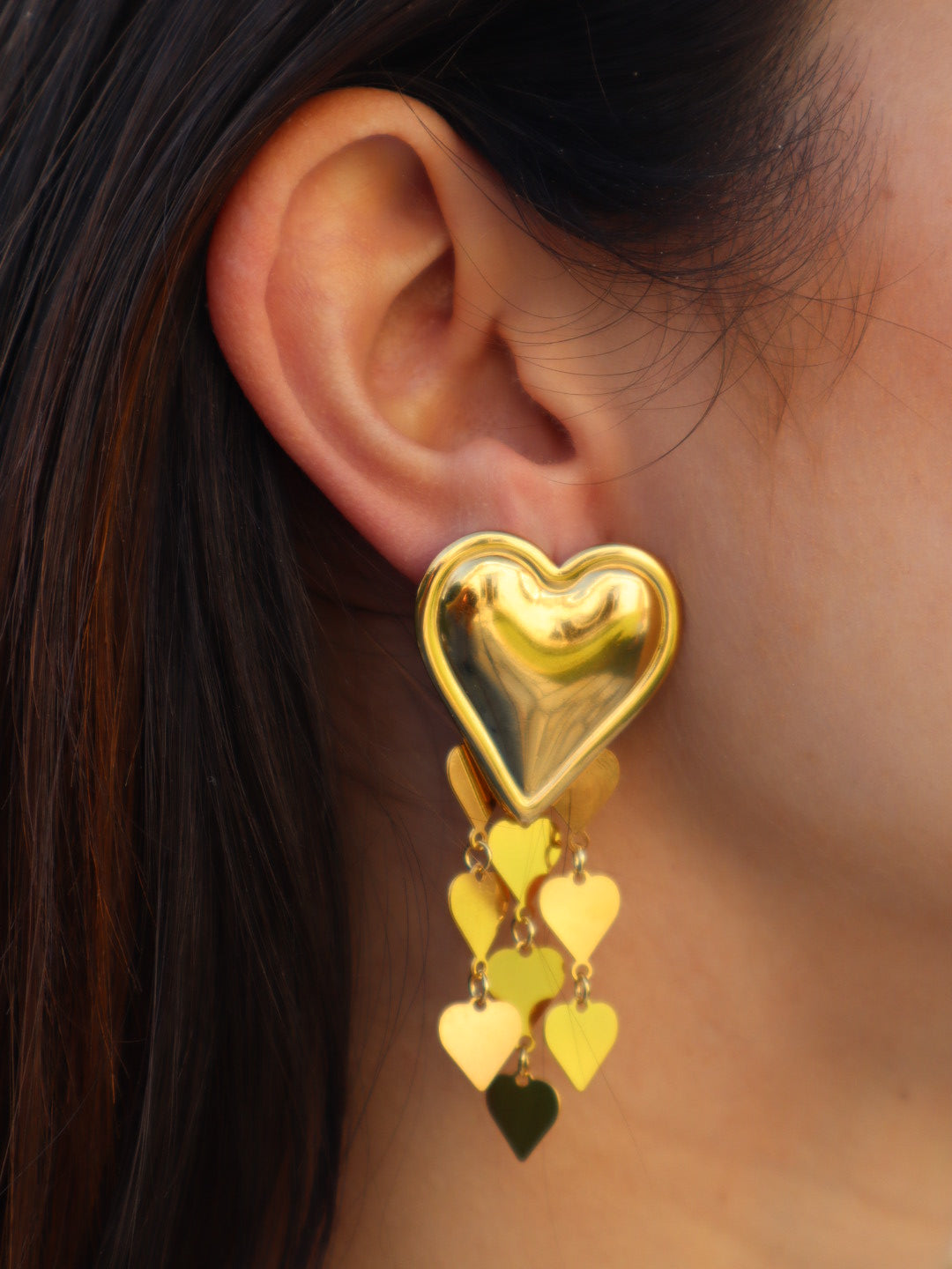 Brincos Coração Cascata