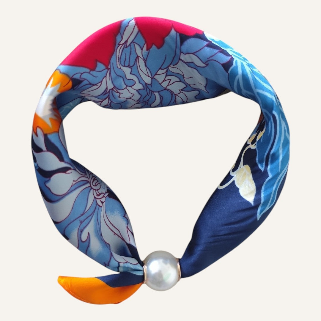 Lenço Floral Azul Vibrante