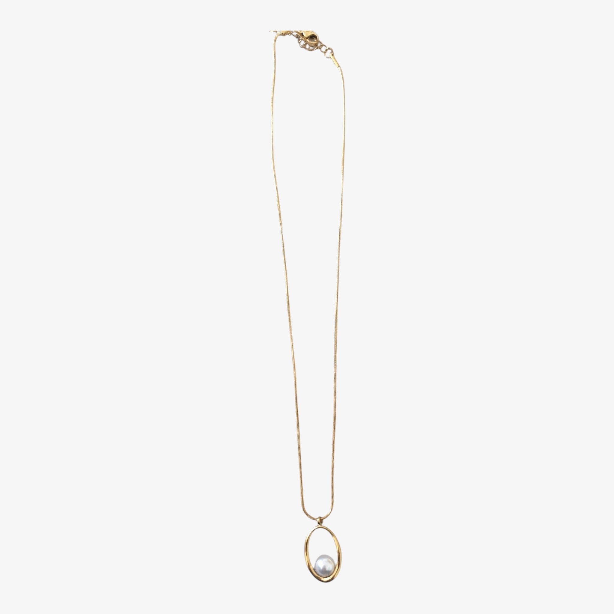 Colar Oval Pérola Dourado