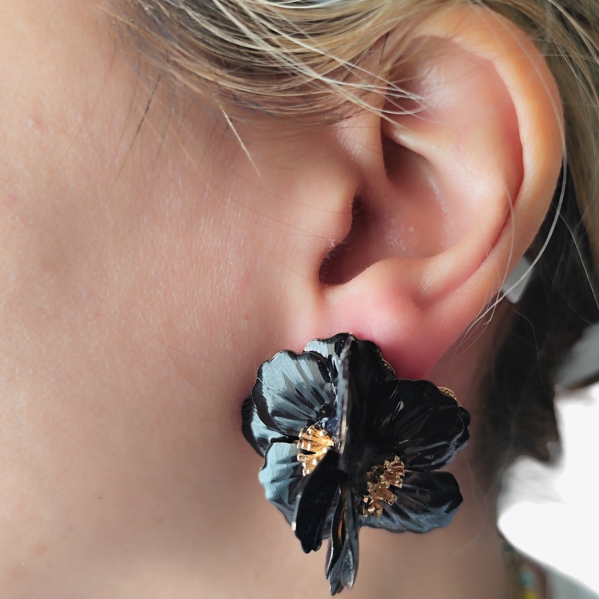 Brincos Flor Noir