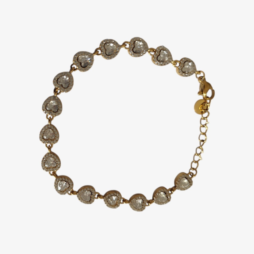Pulseira Corações de Cristal