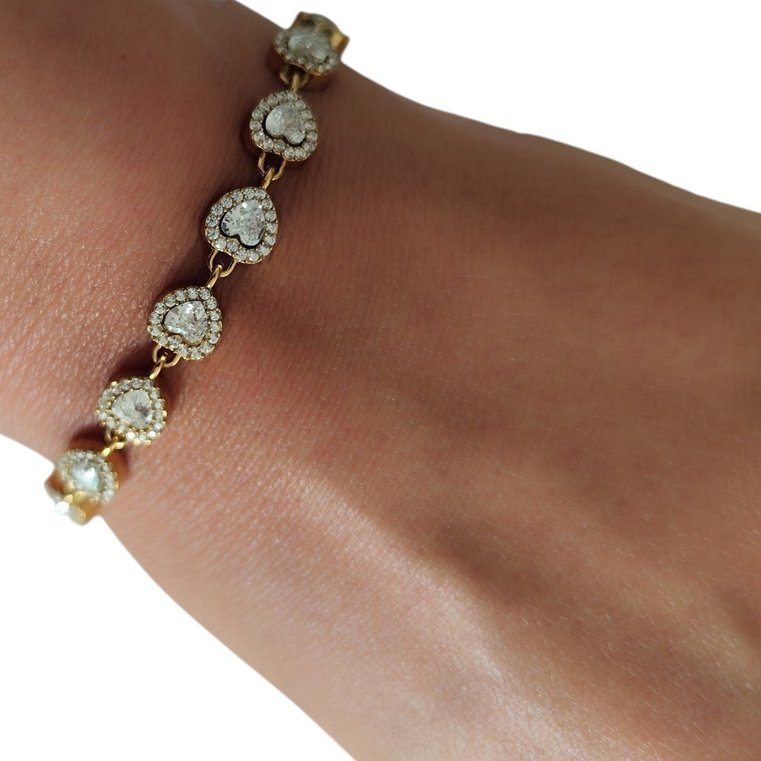 Pulseira Corações de Cristal