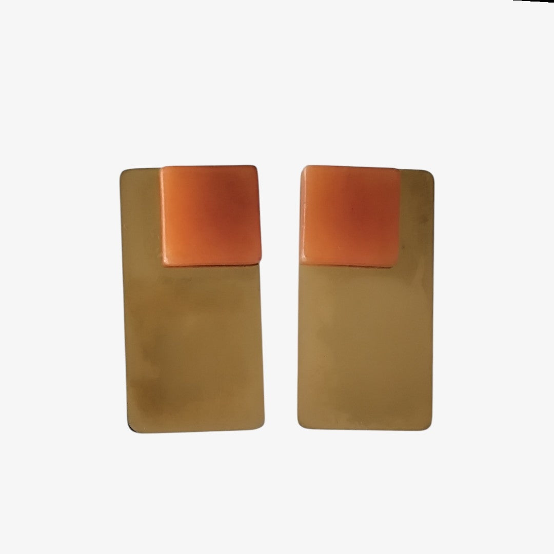 Brincos Geometria Chic Coral