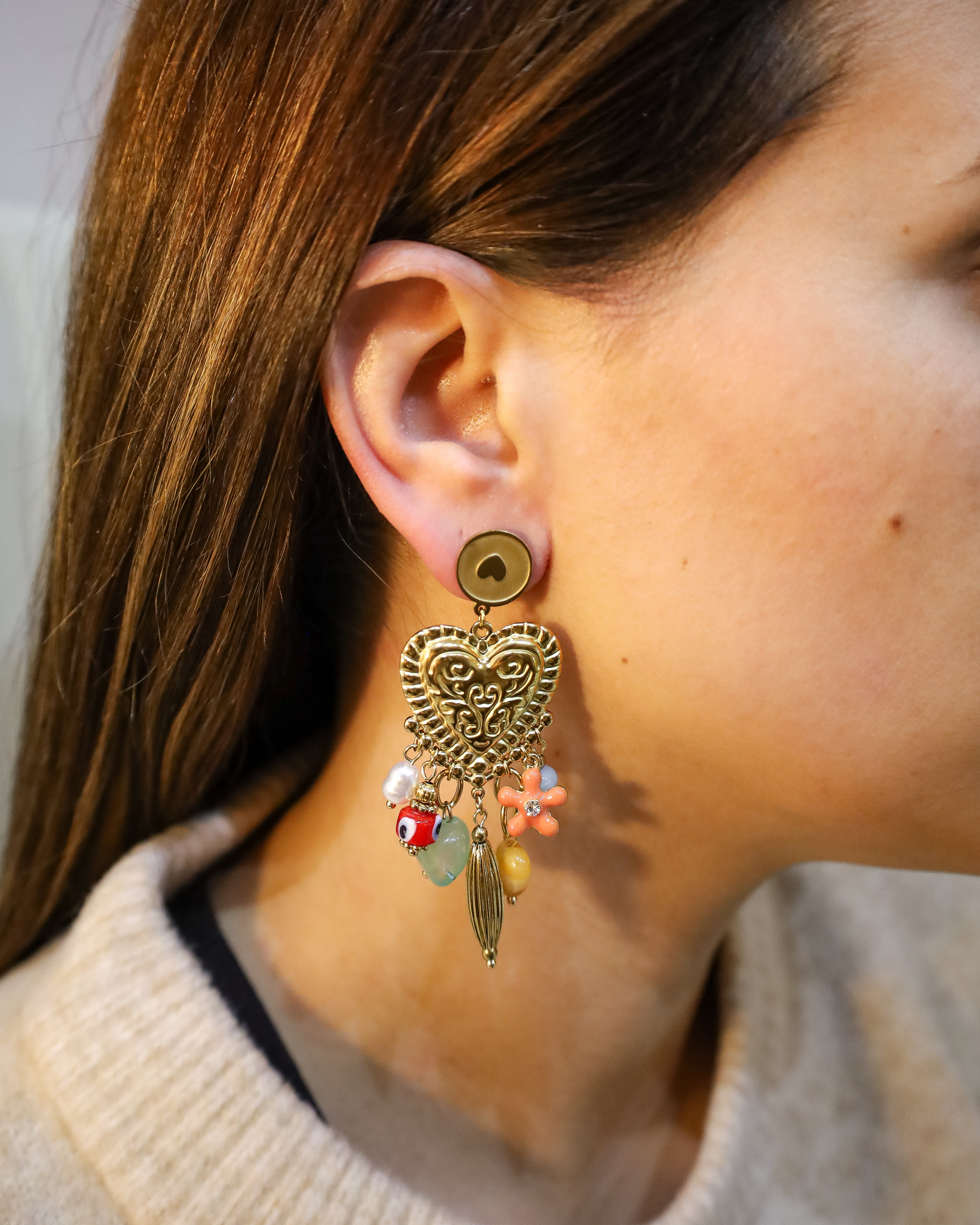 Brincos Coração Boho