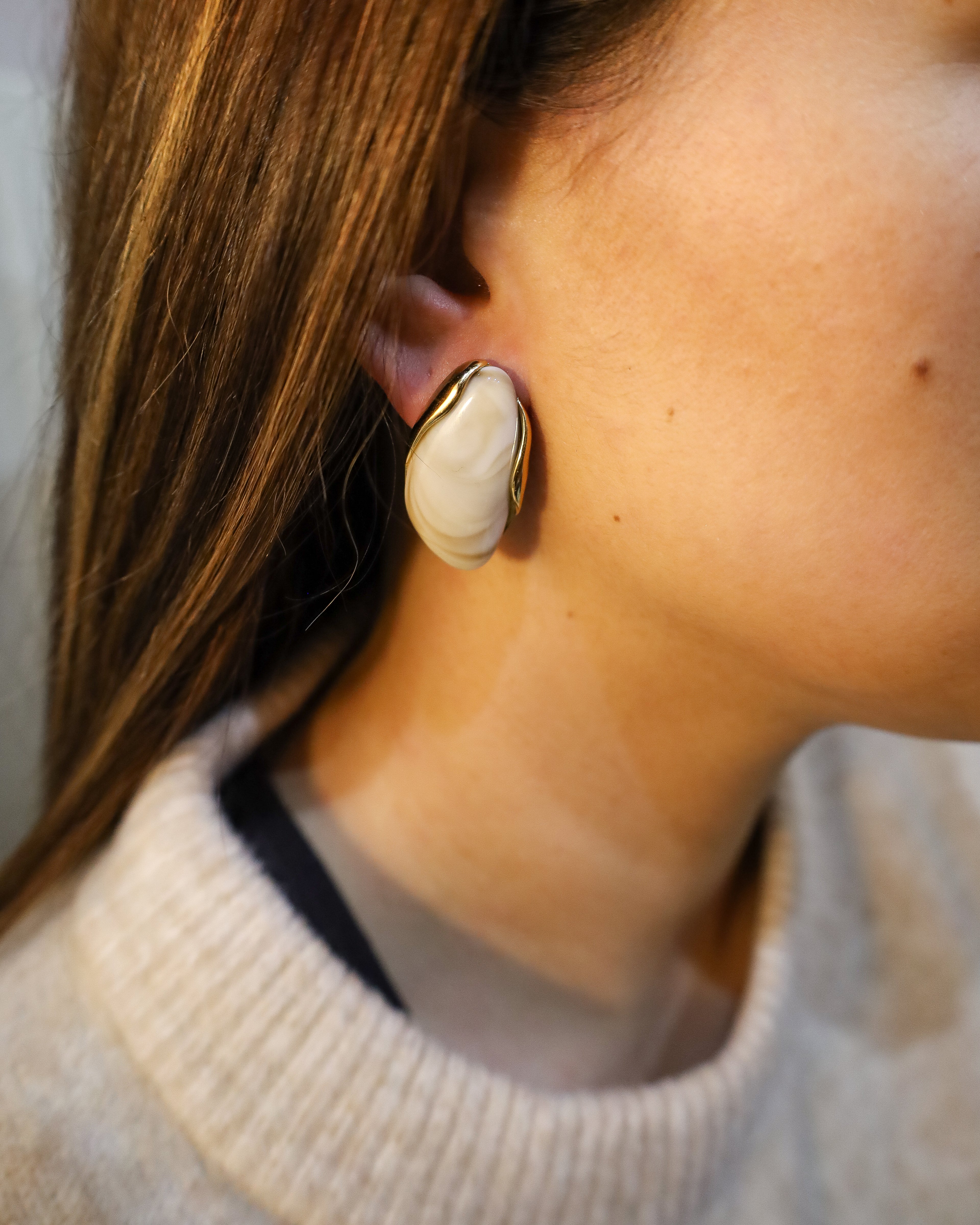 Brincos Resina Marfim Elegance