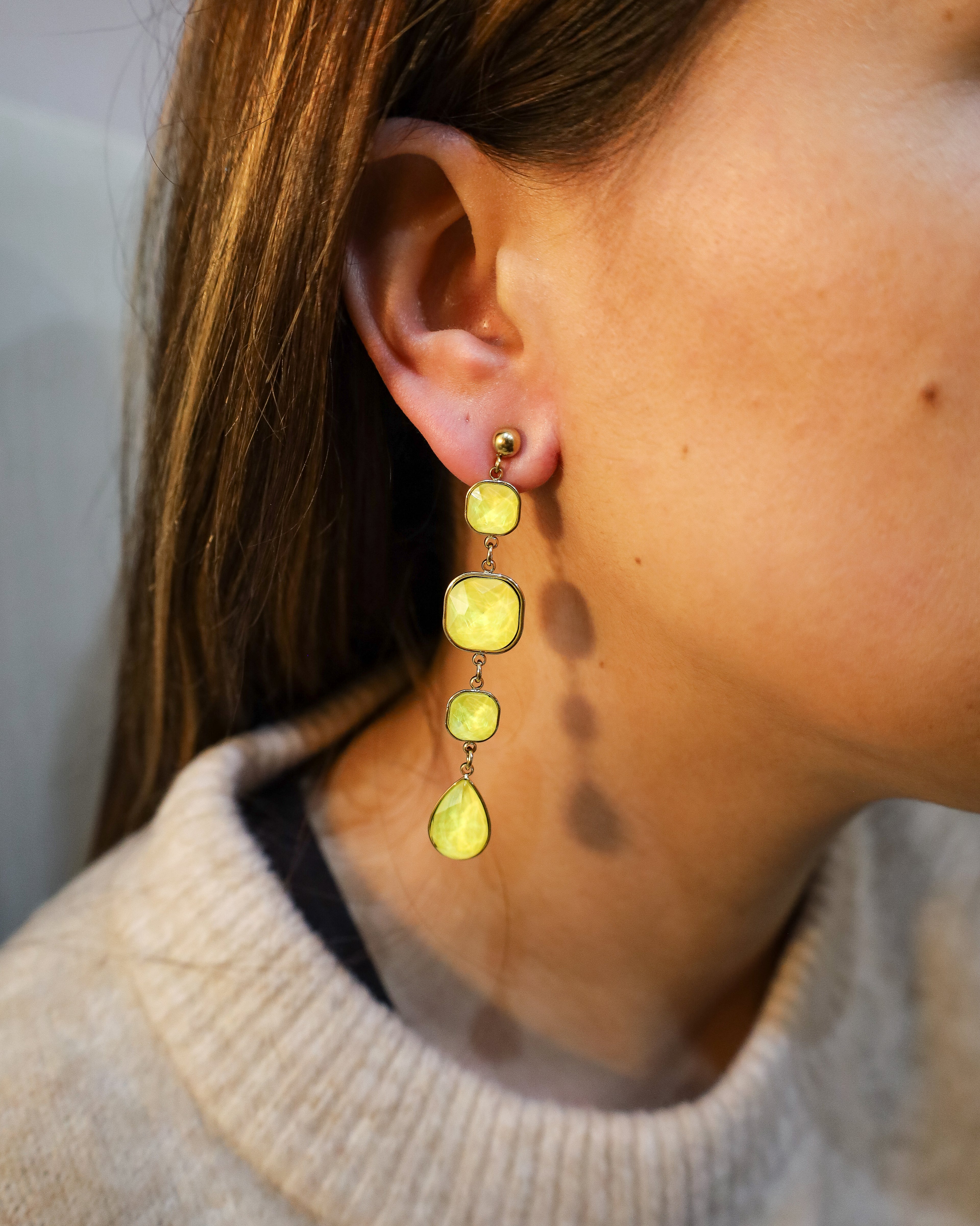 Brincos Gotas Douradas Amarelo Sol