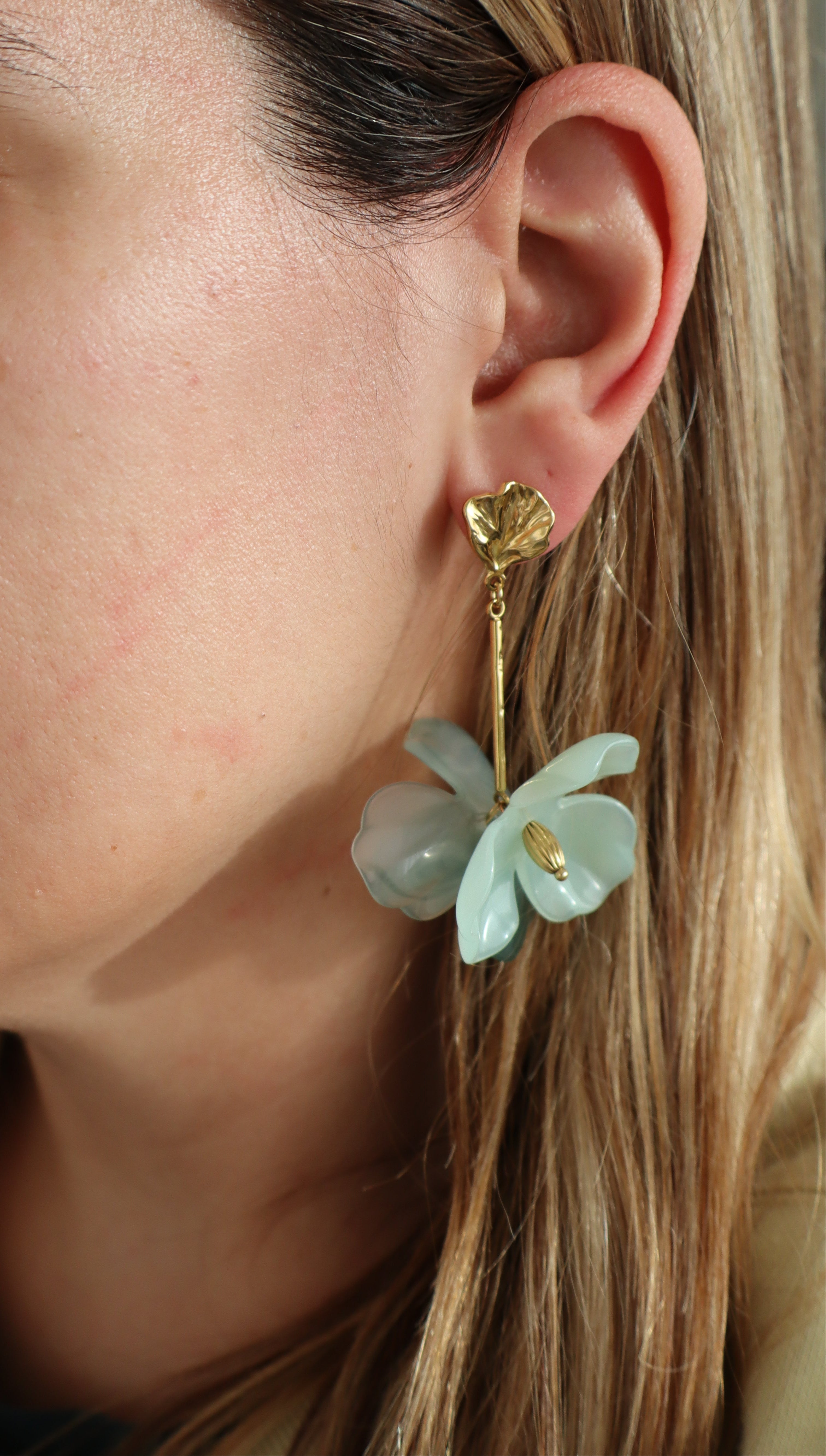 Brincos Flor Jade