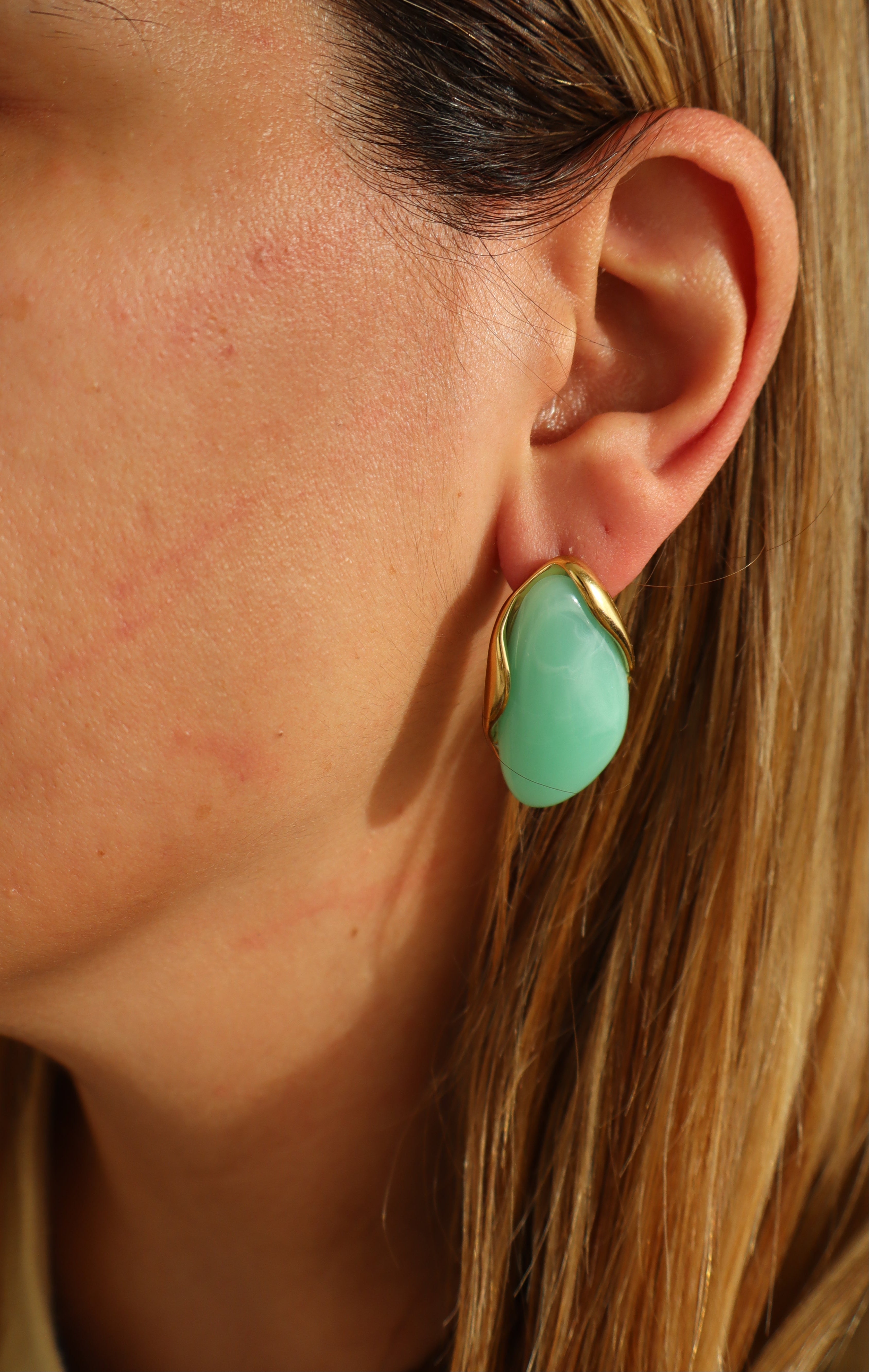 Brincos Verde Menta Dourados