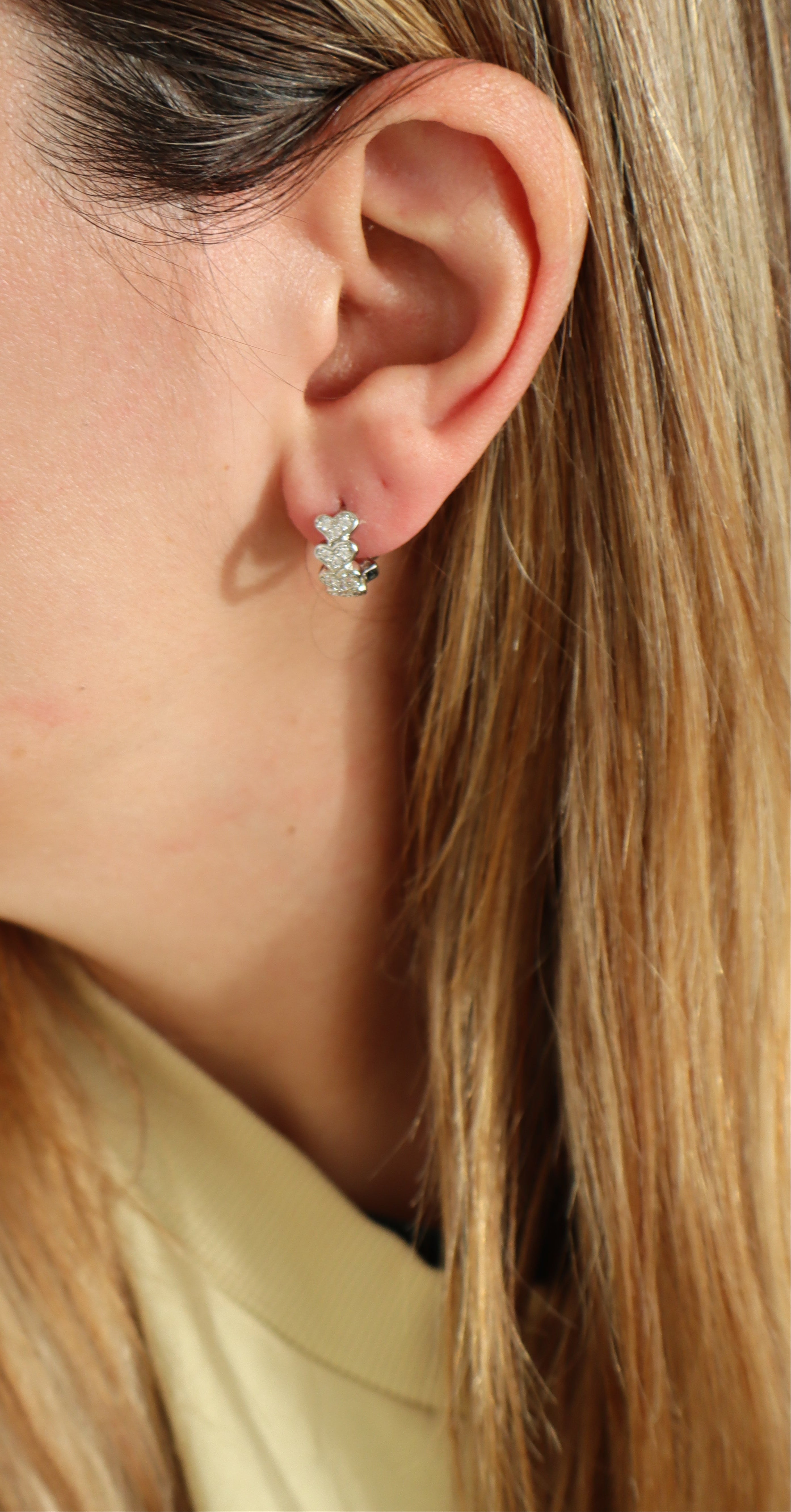 Argolas Corações Brilho Prateado