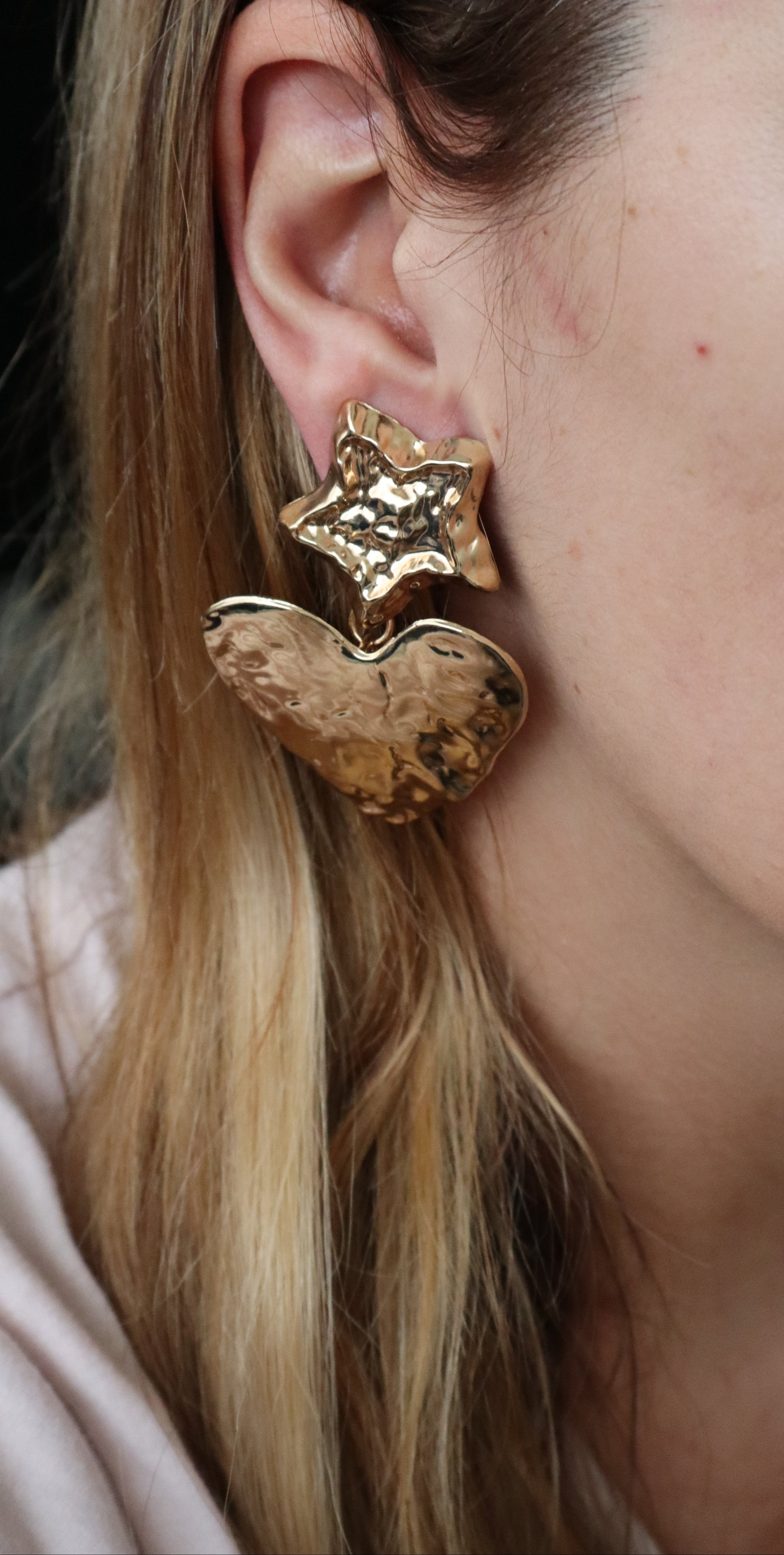 Brincos Coração Estrela Dourados