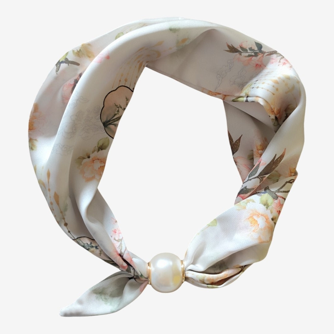 Lenço Floral Soft Nude Elegance