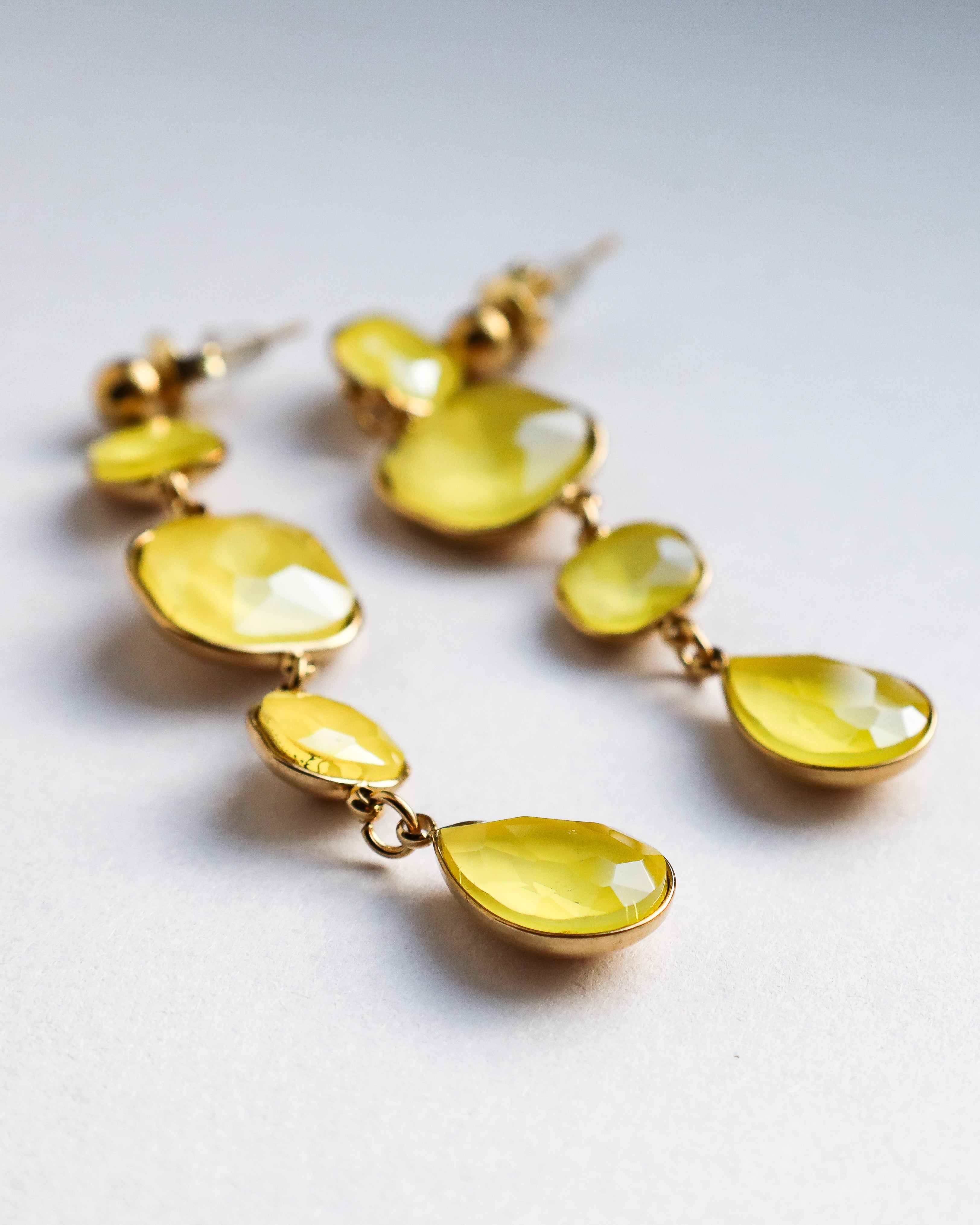 Brincos Gotas Douradas Amarelo Sol