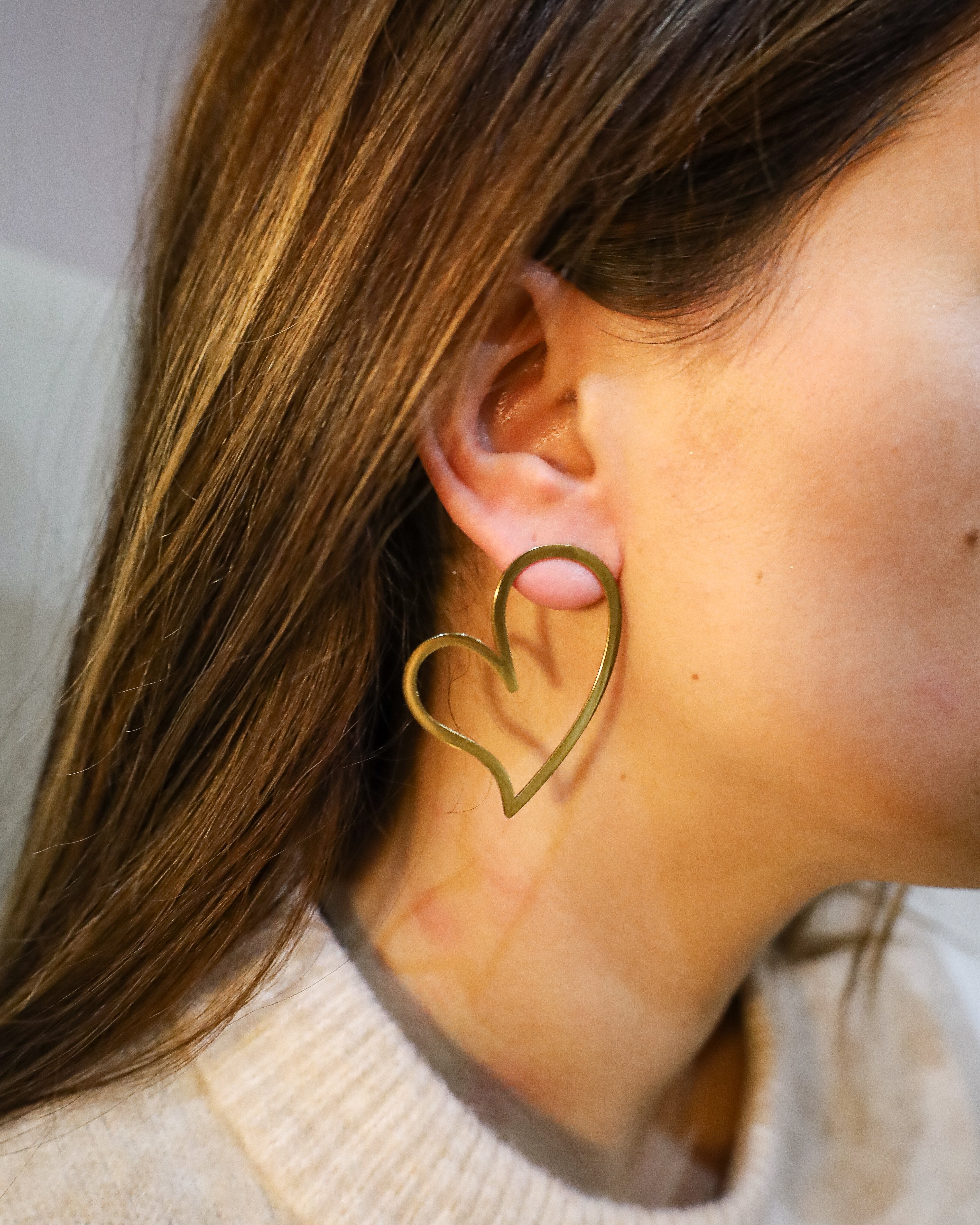 Brincos Coração Minimal Open